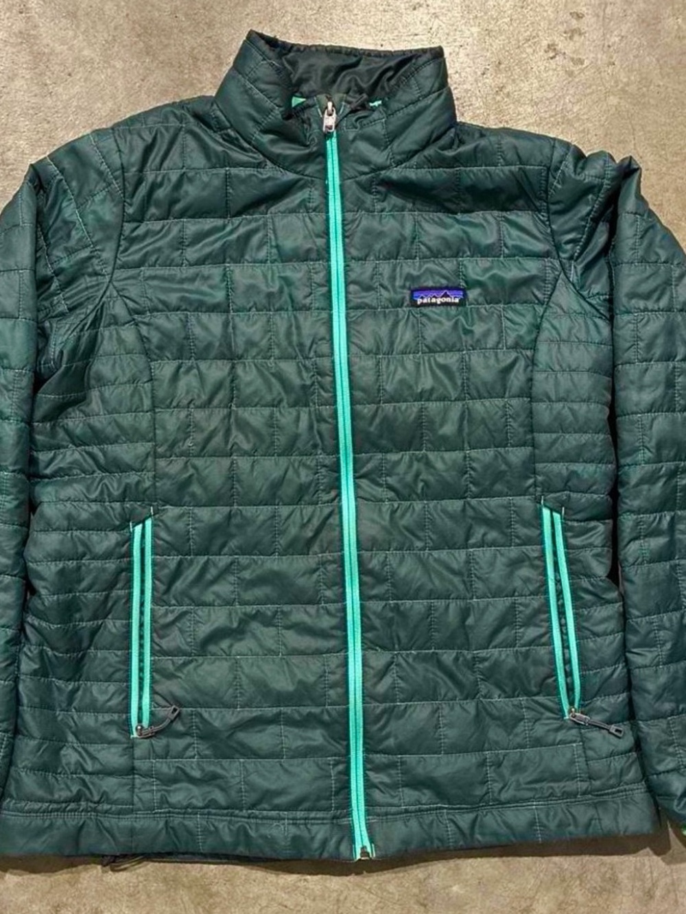 Patagonia Nano Puff Jacket Womens Large Dark Green Puffer Jacket Coat Hiking